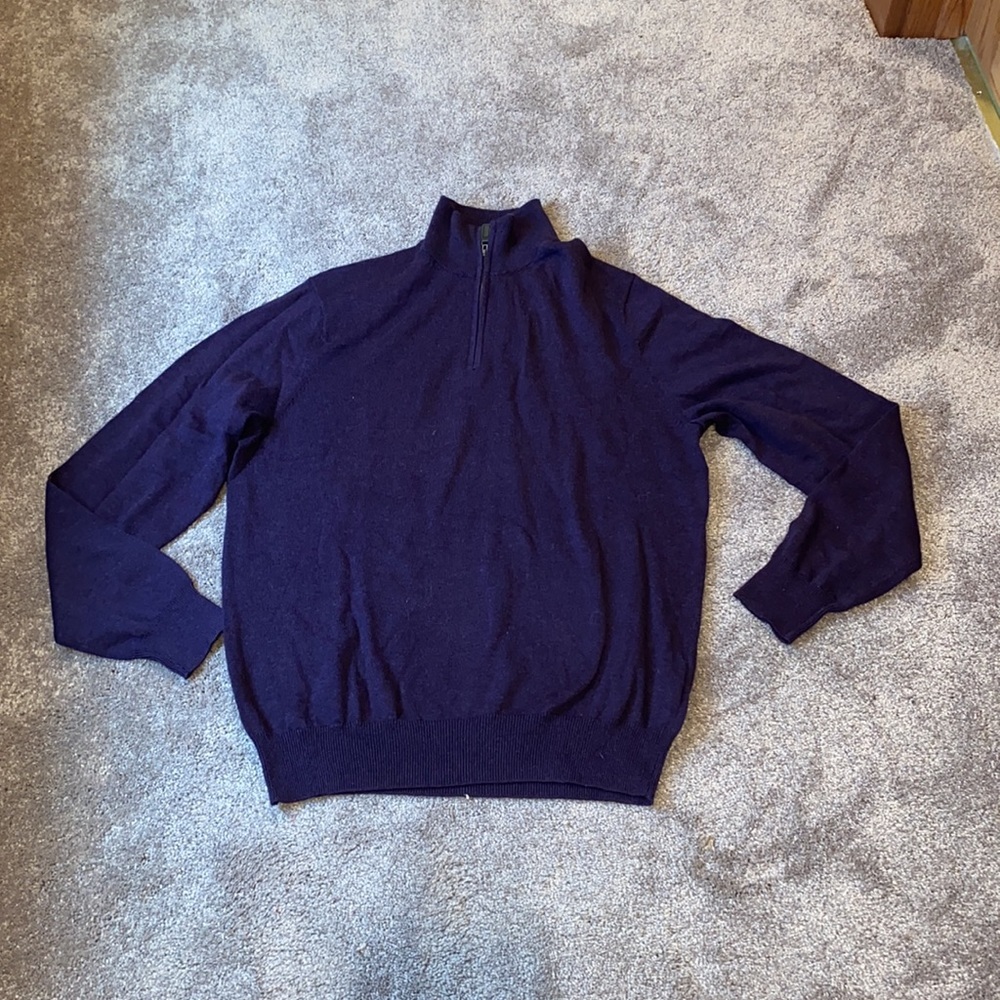 NWT Jos. A. Bank Purple Pima Cotton Traveler Quarter Zip Sweater SIZE M